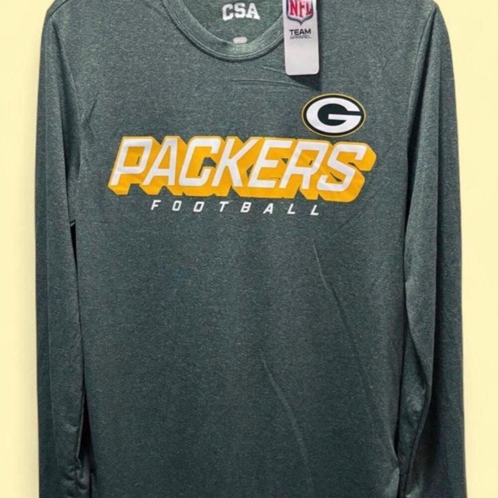 NFL Team Apparel Green Bay Packers Long Sleeve Shirt Mens S CSA Green NWT